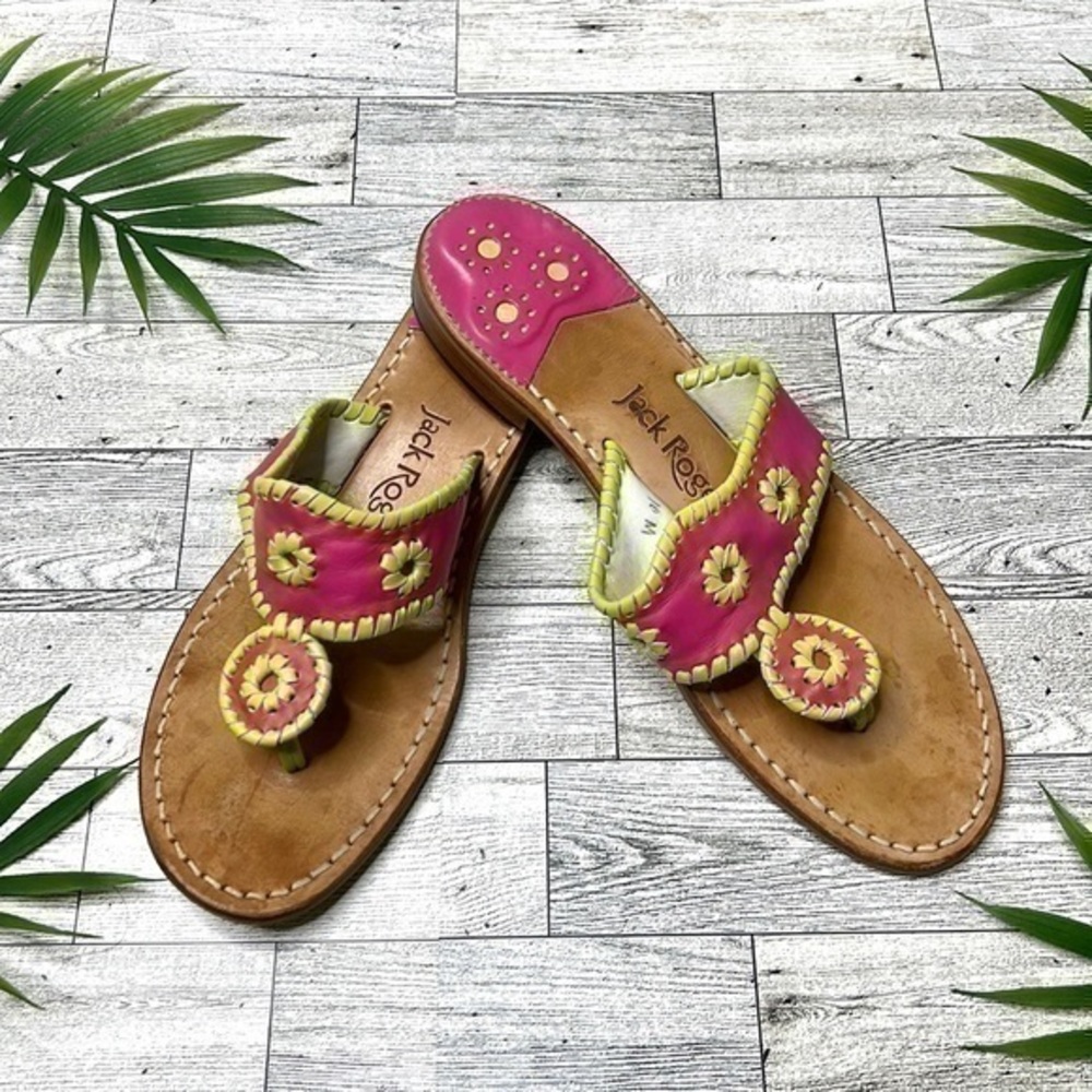 Jack Rogers Jacks Flat Sandal Magenta / Lime Size 10M